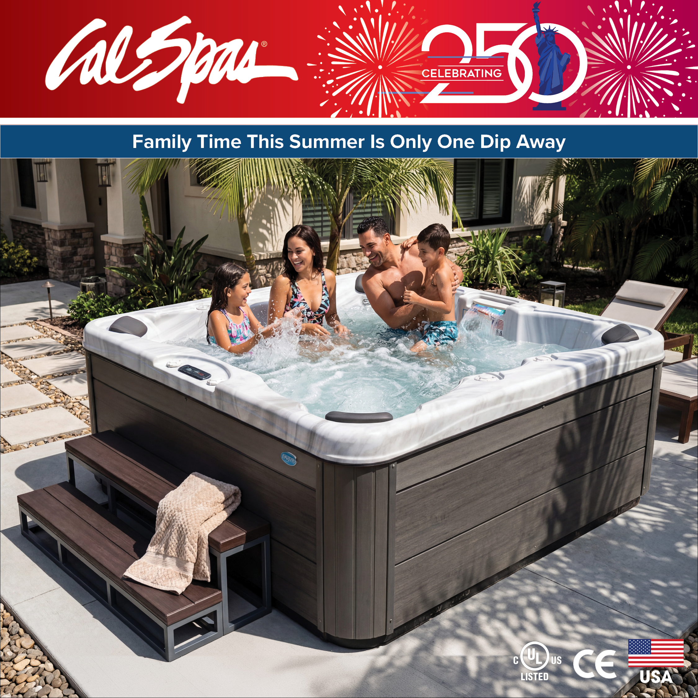 Calspas hot tub being used in a family setting - Charlotte Hall